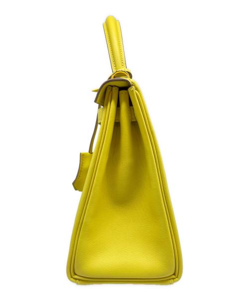 HERMES（エルメス）HERMES (エルメス) ケリー25 内縫い/ゴールド金具/ヴォースイフト/ライム/Y刻印 ライム サイズ:25の古着・服飾アイテム