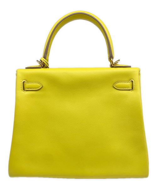 HERMES（エルメス）HERMES (エルメス) ケリー25 内縫い/ゴールド金具/ヴォースイフト/ライム/Y刻印 ライム サイズ:25の古着・服飾アイテム