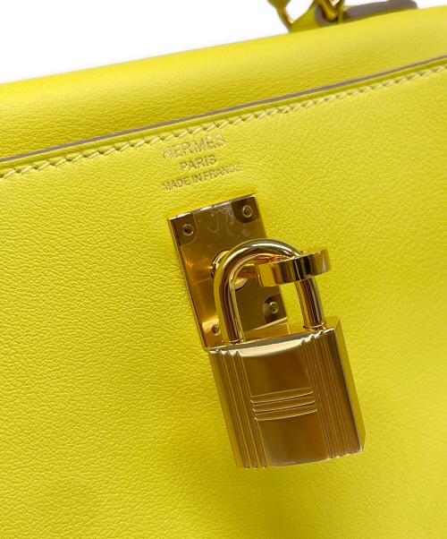 HERMES（エルメス）HERMES (エルメス) ケリー25 内縫い/ゴールド金具/ヴォースイフト/ライム/Y刻印 ライム サイズ:25の古着・服飾アイテム