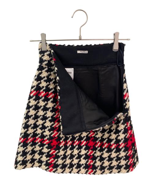 MIU MIU（ミュウミュウ）MIU MIU (ミュウミュウ) 千鳥格子柄スカート アイボリー×ブラック サイズ:36の古着・服飾アイテム
