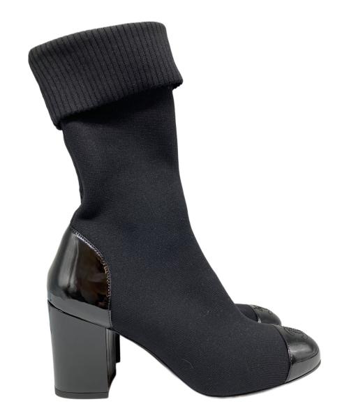 CHANEL（シャネル）CHANEL (シャネル) ニット ショートブーツ ブラック サイズ:37Cの古着・服飾アイテム