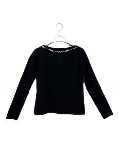 近年タグ✨フォクシー ワッフルノワール ニットコート 女優襟 ブラック