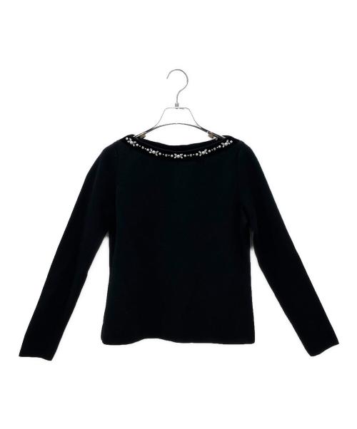 FOXEY（フォクシー）FOXEY (フォクシー) ビジュー付カシミヤシルクニット ブラック サイズ:38の古着・服飾アイテム