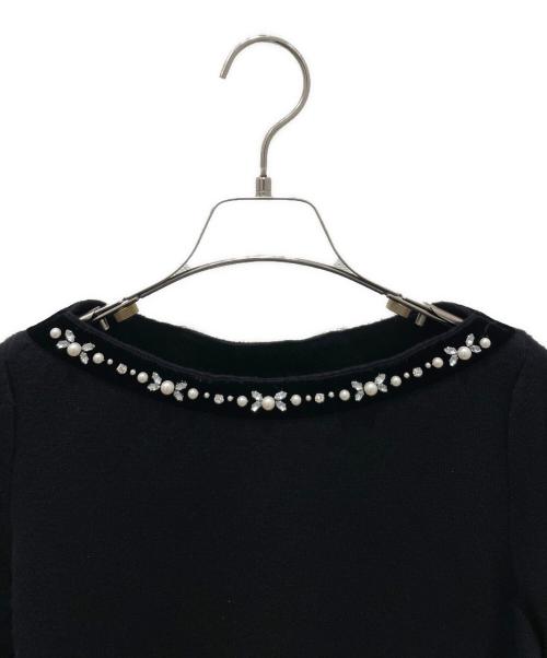 FOXEY（フォクシー）FOXEY (フォクシー) ビジュー付カシミヤシルクニット ブラック サイズ:38の古着・服飾アイテム