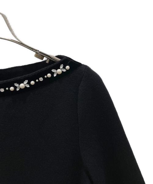 FOXEY（フォクシー）FOXEY (フォクシー) ビジュー付カシミヤシルクニット ブラック サイズ:38の古着・服飾アイテム