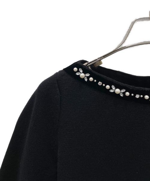 FOXEY（フォクシー）FOXEY (フォクシー) ビジュー付カシミヤシルクニット ブラック サイズ:38の古着・服飾アイテム