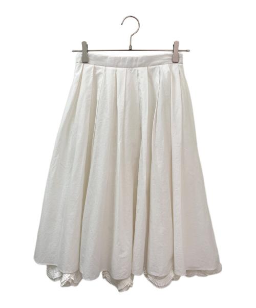 PRADA（プラダ）PRADA (プラダ) コットンフレアミディスカート ホワイト サイズ:38の古着・服飾アイテム