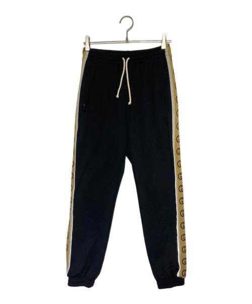 GUCCI（グッチ）GUCCI (グッチ) インターロッキングテクニカルジャージパンツ ブラック×ベージュ サイズ:XSの古着・服飾アイテム
