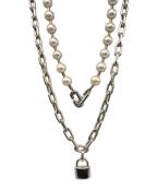 TIFFANY & Co.ティファニー）の古着「HardWear Pearl Lock Necklace ハードウェア パール ロック ネックレス」｜シルバー