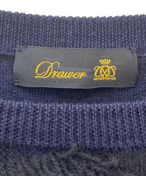 DRAWER（ドゥロワー）DRAWER (ドゥロワー) カシミヤ ミンクフリンジセーター ブラック×ネイビー サイズ:Freeの古着・服飾アイテム