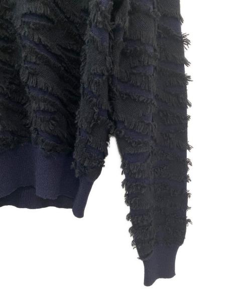 DRAWER（ドゥロワー）DRAWER (ドゥロワー) カシミヤ ミンクフリンジセーター ブラック×ネイビー サイズ:Freeの古着・服飾アイテム