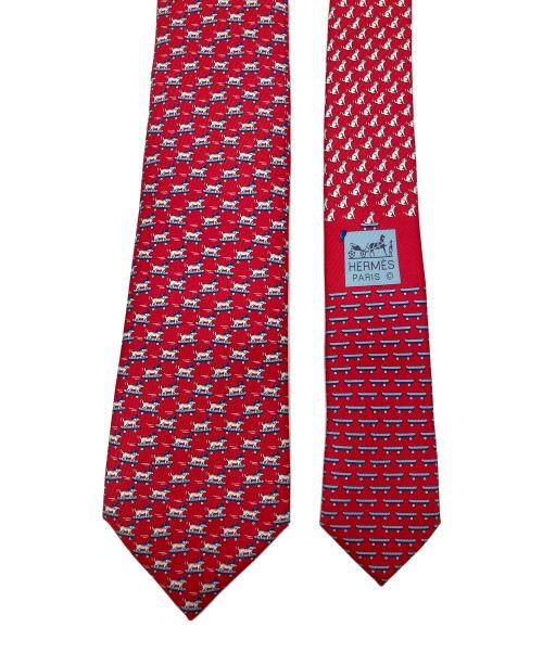 HERMES（エルメス）HERMES (エルメス) ローラー・ドッグ ネクタイ レッド サイズ:不明 未使用品の古着・服飾アイテム