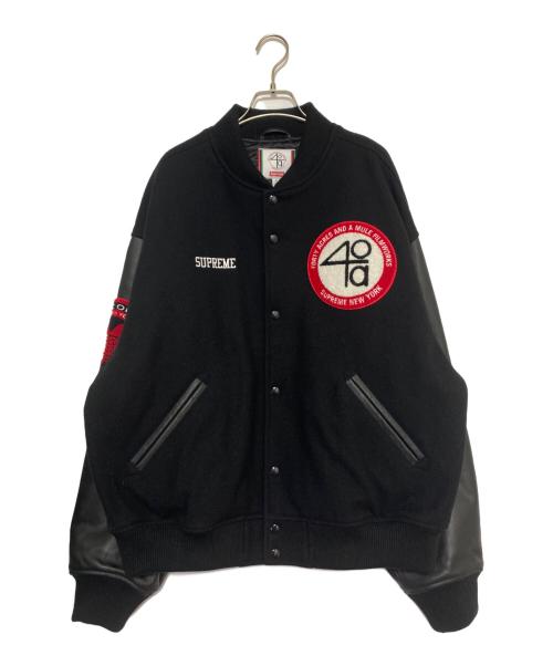 SUPREME（シュプリーム）SUPREME (シュプリーム) 40 acres (40エーカーズ) Malcolm X (マルコムエックス) Varsity Jacket ブラック サイズ:XLの古着・服飾アイテム