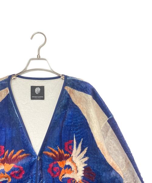 TALKING ABOUT THE ABSTRACTION（トーキング アバウト ジ アブストラクション）TALKING ABOUT THE ABSTRACTION (トーキング アバウト ジ アブストラクション) SOUVENIR PRINT CARDIGAN SKA  ネイビー サイズ:XLの古着・服飾アイテム