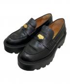 MIU MIUミュウミュウ）の古着「ブラッシュドレザーローファー」｜ブラック