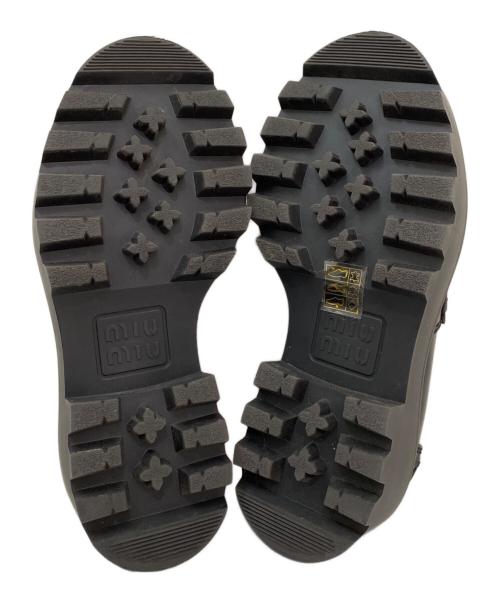 MIU MIU（ミュウミュウ）MIU MIU (ミュウミュウ) ブラッシュドレザーローファー ブラック サイズ:35の古着・服飾アイテム