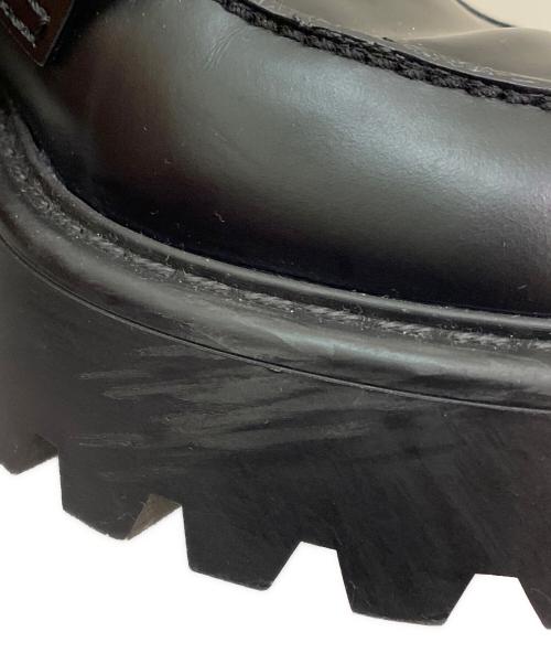 MIU MIU（ミュウミュウ）MIU MIU (ミュウミュウ) ブラッシュドレザーローファー ブラック サイズ:35の古着・服飾アイテム