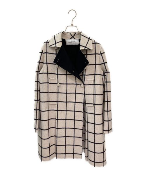 VALENTINO（ヴァレンティノ）VALENTINO (ヴァレンティノ) チェックウールコート ホワイト サイズ:40の古着・服飾アイテム