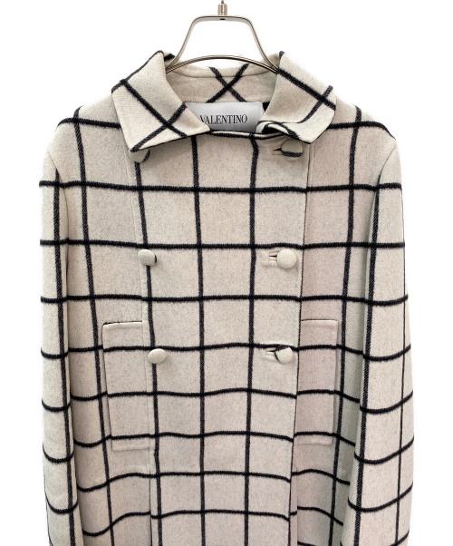 VALENTINO（ヴァレンティノ）VALENTINO (ヴァレンティノ) チェックウールコート ホワイト サイズ:40の古着・服飾アイテム