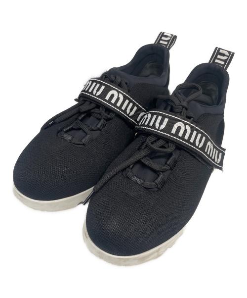 MIU MIU（ミュウミュウ）MIU MIU (ミュウミュウ) MIU RUN ブラック×ホワイト サイズ:39　1/2の古着・服飾アイテム