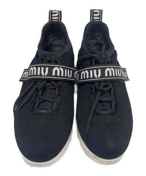 MIU MIU（ミュウミュウ）MIU MIU (ミュウミュウ) MIU RUN ブラック×ホワイト サイズ:39　1/2の古着・服飾アイテム