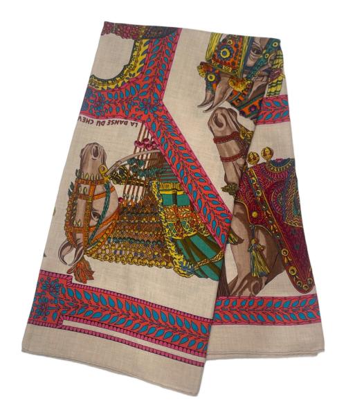 HERMES（エルメス）HERMES (エルメス) カレジェアン《LA DANSE DU CHEVAL MARWARIマールワーリ馬のダンス》 ベージュ×マルチカラーの古着・服飾アイテム