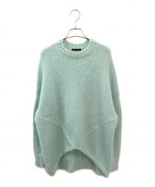 DRAWER（ドゥロワー）の古着「3Gモヘア ナイロンクルーネック オーバーサイズニット」｜ミントグリーン