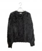 BLAMINKブラミンク）の古着「ファーカシミヤ 7G クルーネック セーター」｜ブラック
