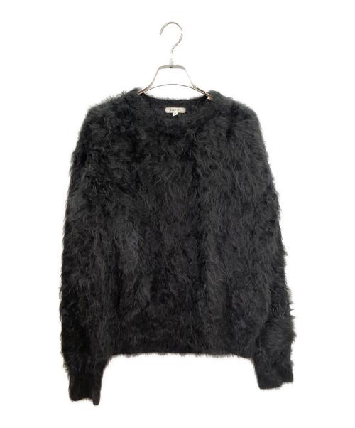 BLAMINK（ブラミンク）BLAMINK (ブラミンク) ファーカシミヤ 7G クルーネック セーター ブラック サイズ:38の古着・服飾アイテム