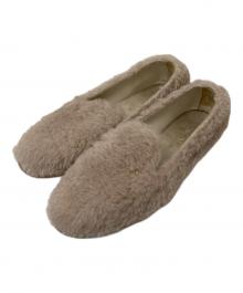 MaxMara（マックスマーラ）の古着「テディベア ボアラウンドトゥ スリッポン」｜ライトグレー