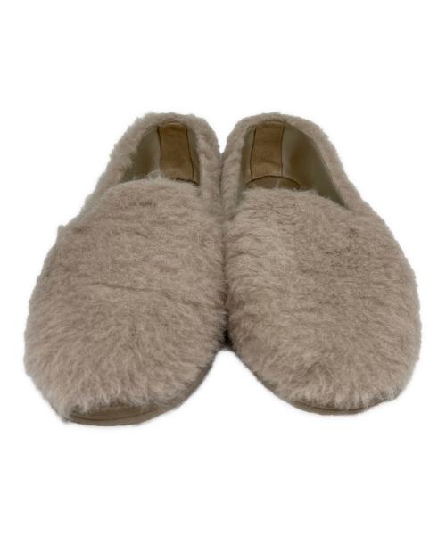 MaxMara（マックスマーラ）MaxMara (マックスマーラ) テディベア ボアラウンドトゥ スリッポン ライトグレー サイズ:36 1/2の古着・服飾アイテム