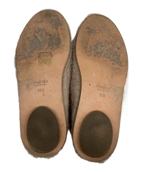 MaxMara（マックスマーラ）MaxMara (マックスマーラ) テディベア ボアラウンドトゥ スリッポン ライトグレー サイズ:36 1/2の古着・服飾アイテム