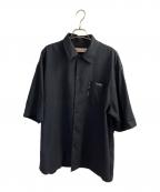 MARNIマルニ）の古着「メンディングロゴ ボーリングシャツ」｜ネイビー