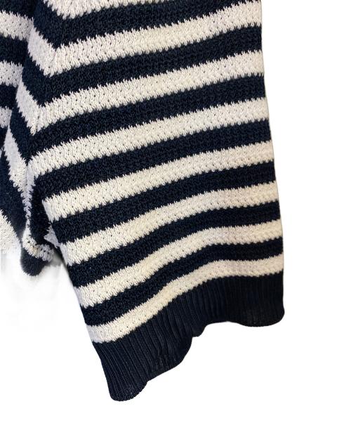 DOLCE & GABBANA（ドルチェ＆ガッバーナ）DOLCE & GABBANA (ドルチェ＆ガッバーナ) DG ロゴ刺繍ストライプ V ネック ポロ ネイビー×ホワイト サイズ:46の古着・服飾アイテム