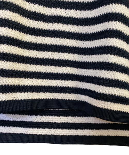 DOLCE & GABBANA（ドルチェ＆ガッバーナ）DOLCE & GABBANA (ドルチェ＆ガッバーナ) DG ロゴ刺繍ストライプ V ネック ポロ ネイビー×ホワイト サイズ:46の古着・服飾アイテム