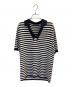 DOLCE & GABBANA（ドルチェ＆ガッバーナ）の古着「DG ロゴ刺繍ストライプ V ネック ポロ」｜ネイビー×ホワイト