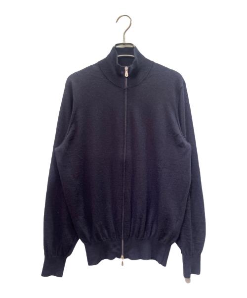 BRUNELLO CUCINELLI（ブルネロクチネリ）BRUNELLO CUCINELLI (ブルネロクチネリ) シルク ジップカーディガン ネイビー サイズ:48の古着・服飾アイテム