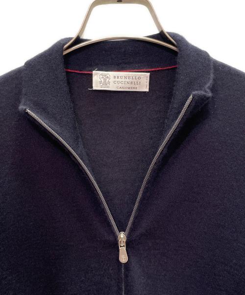 BRUNELLO CUCINELLI（ブルネロクチネリ）BRUNELLO CUCINELLI (ブルネロクチネリ) シルク ジップカーディガン ネイビー サイズ:48の古着・服飾アイテム