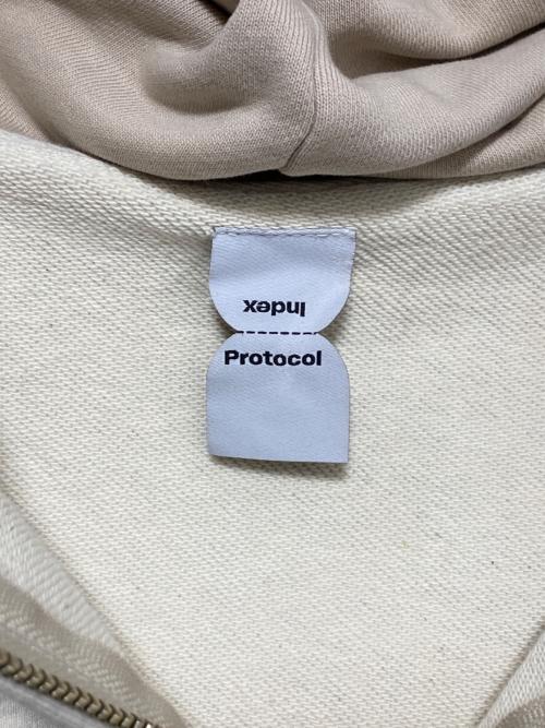 Protocol Index（プロトコルインデックス）Protocol Index (プロトコルインデックス) UPSIDE DOWN ZIP HOODIE アイボリー サイズ:2の古着・服飾アイテム