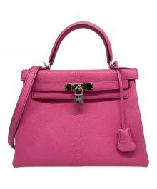 HERMES（エルメス）の古着「ケリー28 内縫い/シルバー金具/ピンク系/□J刻印:2006年」｜ピンク系