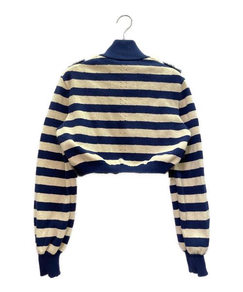 FENDI（フェンディ）FENDI (フェンディ) ミンク切替 ショートジャケット ネイビー×ホワイト サイズ:38の古着・服飾アイテム