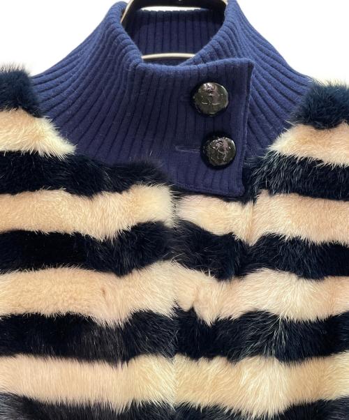 FENDI（フェンディ）FENDI (フェンディ) ミンク切替 ショートジャケット ネイビー×ホワイト サイズ:38の古着・服飾アイテム