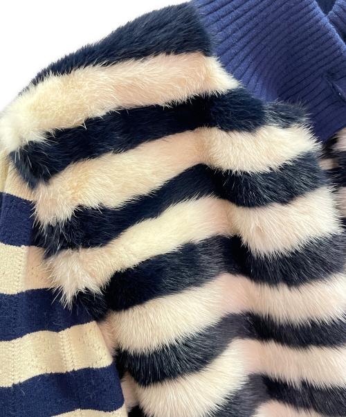 FENDI（フェンディ）FENDI (フェンディ) ミンク切替 ショートジャケット ネイビー×ホワイト サイズ:38の古着・服飾アイテム
