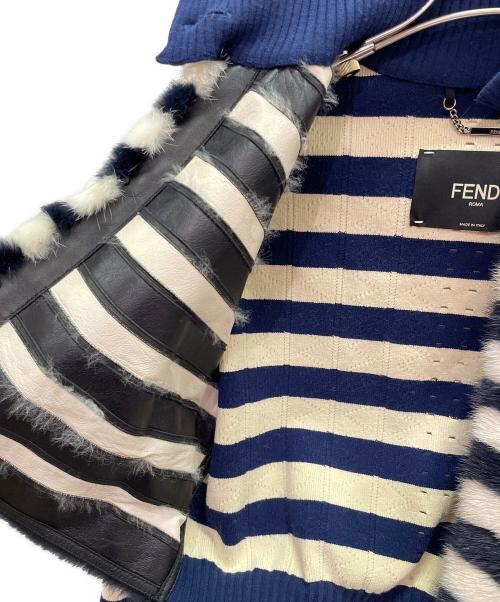FENDI（フェンディ）FENDI (フェンディ) ミンク切替 ショートジャケット ネイビー×ホワイト サイズ:38の古着・服飾アイテム