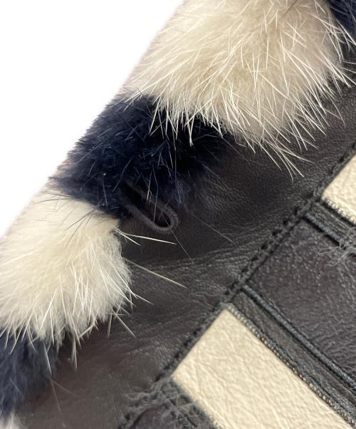 FENDI（フェンディ）FENDI (フェンディ) ミンク切替 ショートジャケット ネイビー×ホワイト サイズ:38の古着・服飾アイテム