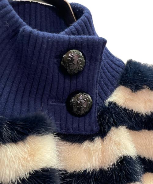 FENDI（フェンディ）FENDI (フェンディ) ミンク切替 ショートジャケット ネイビー×ホワイト サイズ:38の古着・服飾アイテム