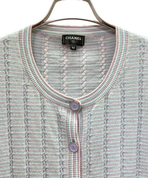 CHANEL（シャネル）CHANEL (シャネル) ココマークボタン カーディガン ライトブルー サイズ:42の古着・服飾アイテム