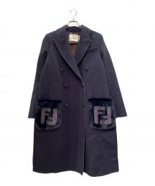 FENDI（フェンディ）の古着「ミンクファー ダブルポケット ロングコート」｜ネイビー
