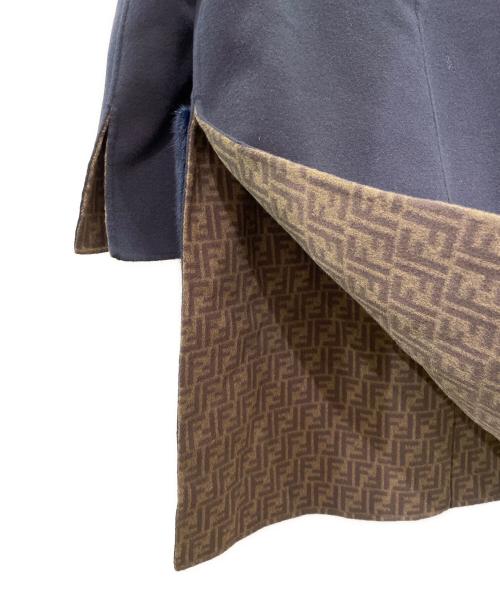 FENDI（フェンディ）FENDI (フェンディ) ミンクファー ダブルポケット ロングコート ネイビー サイズ:38の古着・服飾アイテム