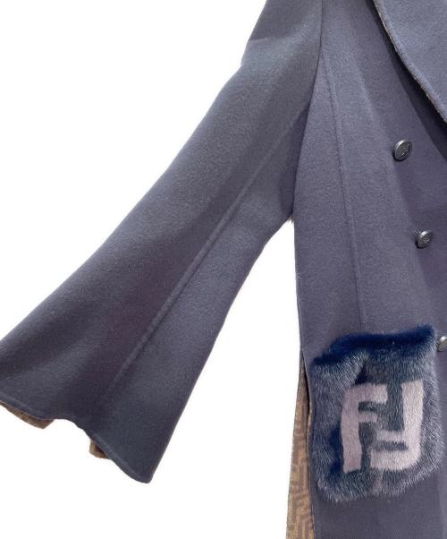 FENDI（フェンディ）FENDI (フェンディ) ミンクファー ダブルポケット ロングコート ネイビー サイズ:38の古着・服飾アイテム